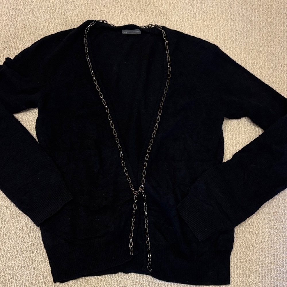 A/X Armani Exchange Black Cardigan with Chain Detail